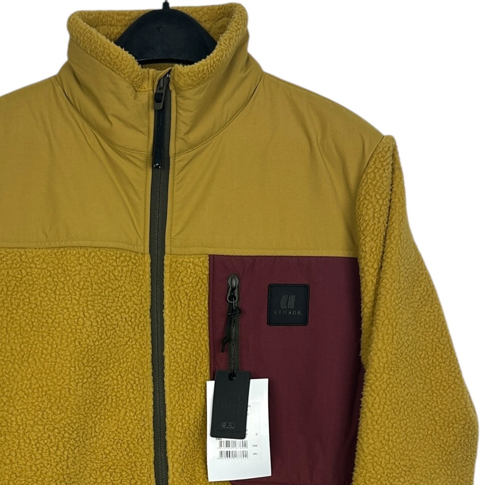 NEW Armada Mens Fleece Jacket Bronze‎ Burgundy Full Zip Sherpa Large R00493010